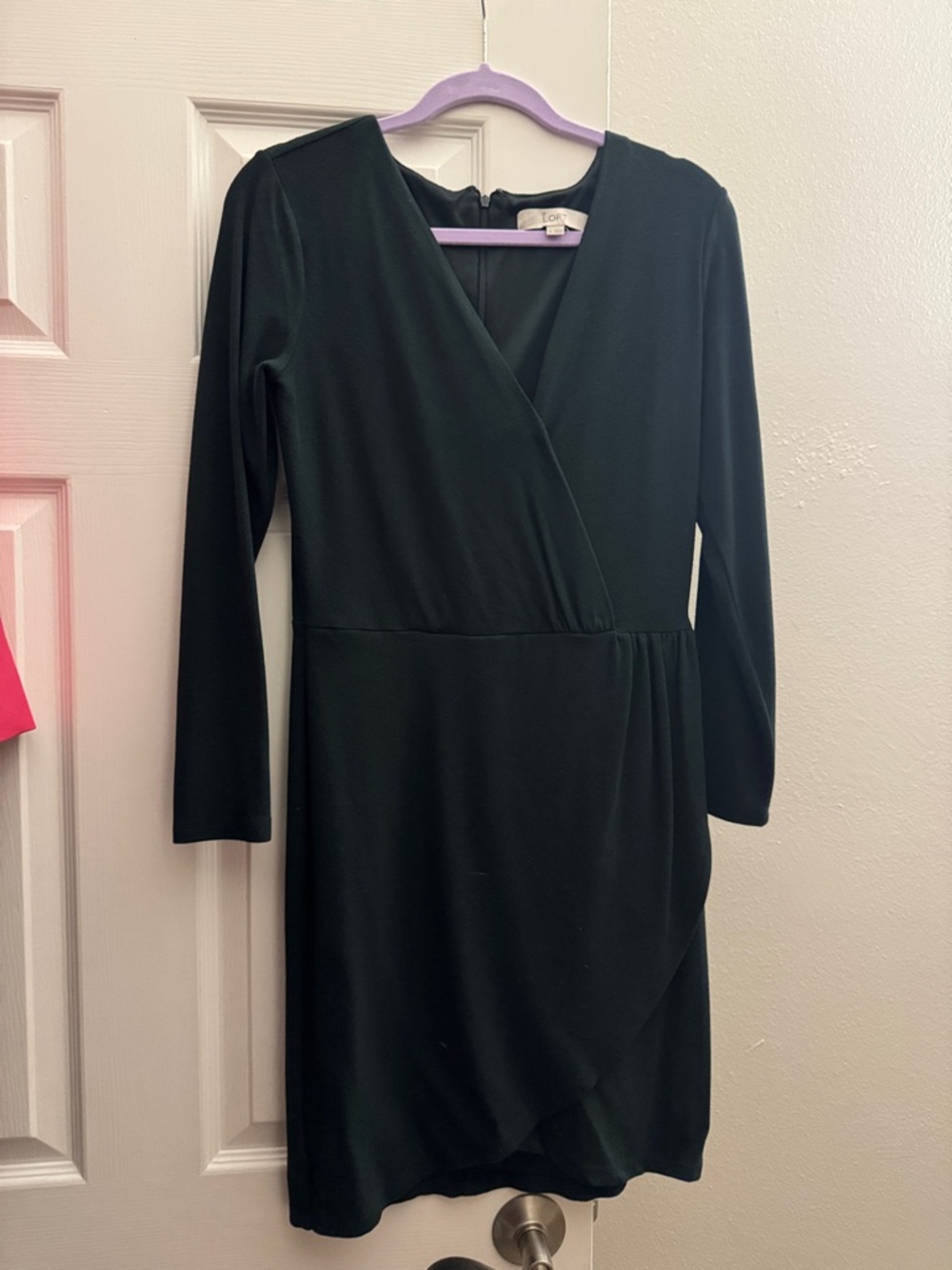 LOFT Green Long-Sleeve Wrap Dress